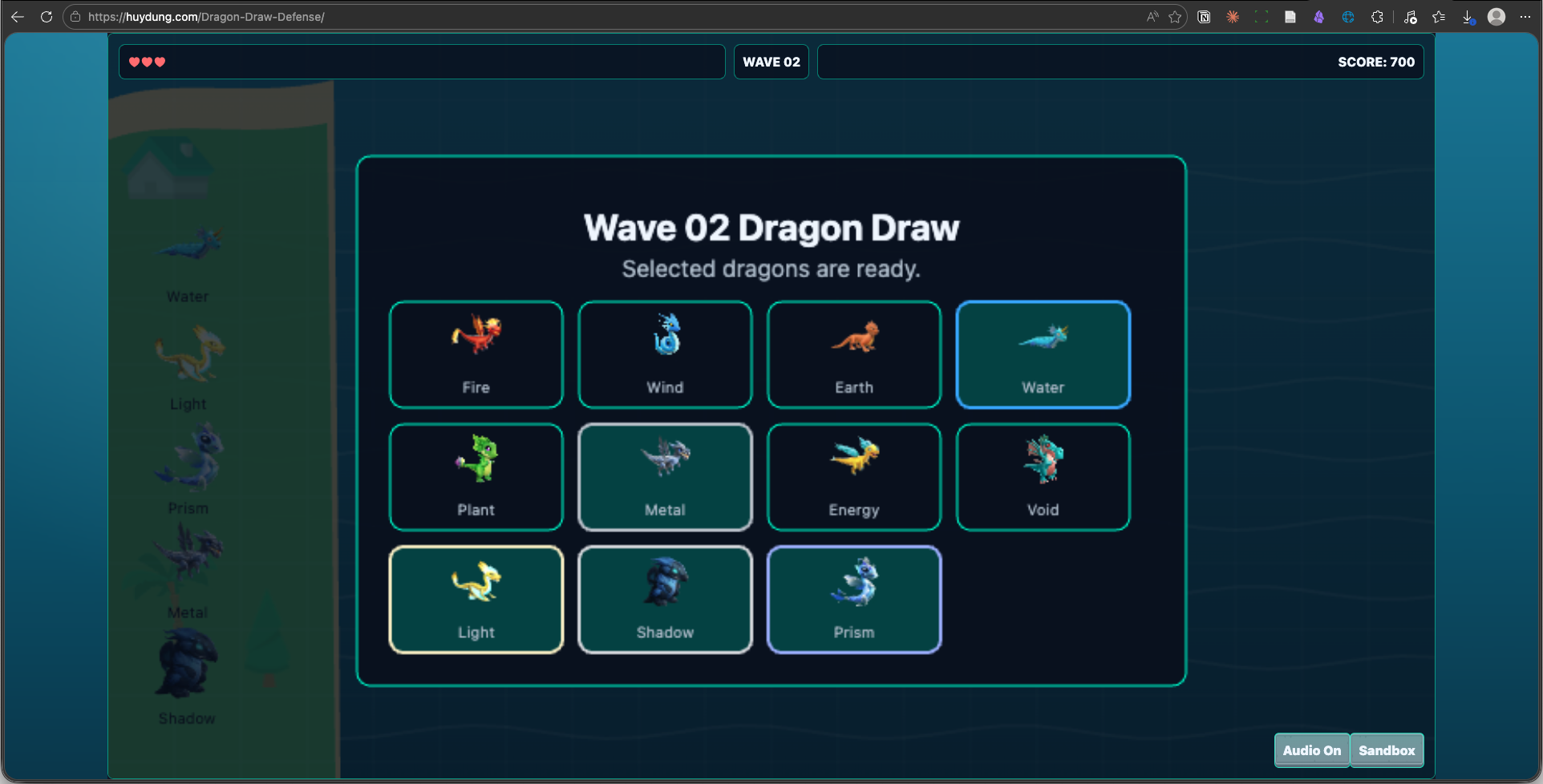 Dragon Draw Defense game over